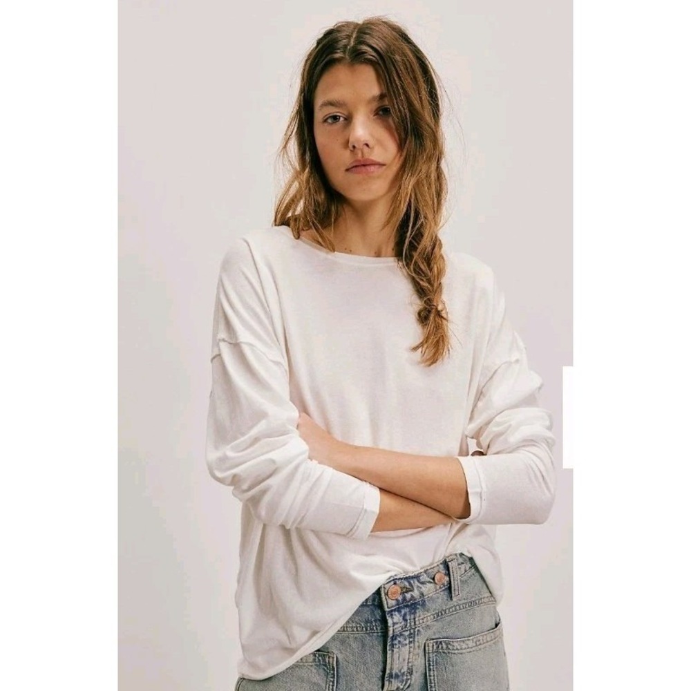 We The Free Nina Long-Sleeve Tee M Cottagecore Quiet Luxury‎ Minimalist Shirt